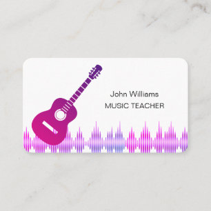 Tarjeta De Visita Músico de guitarra púrpura rosada elegante