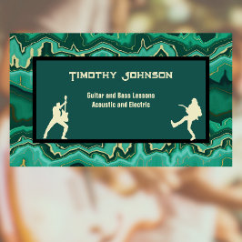 Tarjeta De Visita Músico de guitarra Swirl Green Groovy y Lecciones