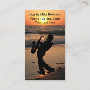 Tarjeta De Visita Músico de Jazz Atardecer Tropical