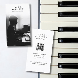 Tarjeta De Visita Músico de Maestros de Música Foto Social Media QR 
