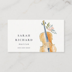 Tarjeta De Visita Músico de Música de Guitarra de Acuarela Elegante
