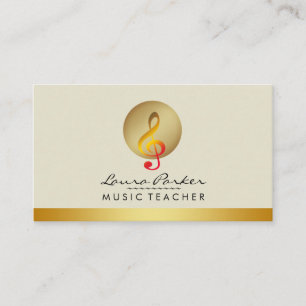 Tarjeta De Visita Músico de notas musicales de crema