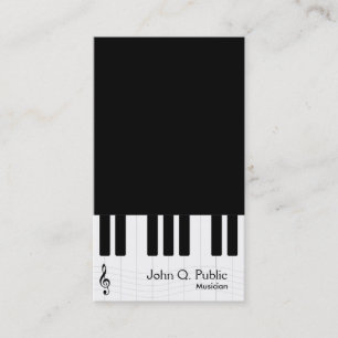 Tarjeta De Visita Músico de piano negro y blanco