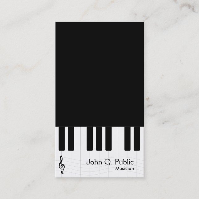 Tarjeta De Visita Músico de piano negro y blanco (Anverso)