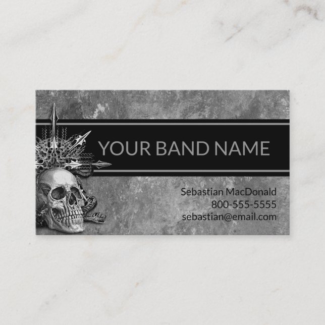 Tarjeta De Visita Músico de rock de banda personalizado y música Met (Anverso)