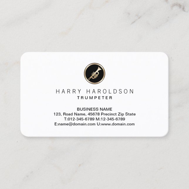 Tarjeta De Visita Músico de Trumpeter (Anverso)