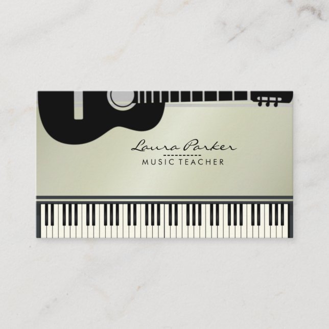 Tarjeta De Visita Músico del teclado de piano de la guitarra del (Anverso)