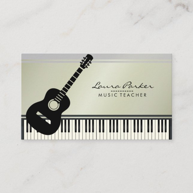 Tarjeta De Visita Músico del teclado de piano de la guitarra del (Anverso)