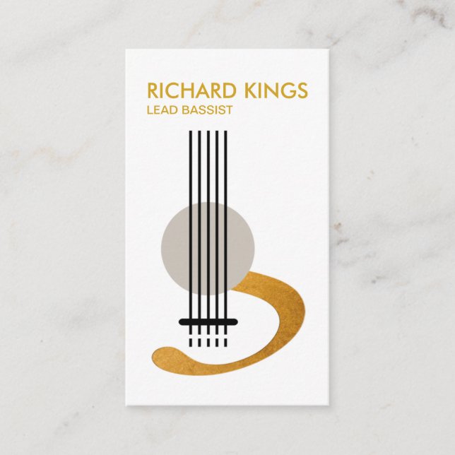 Tarjeta De Visita Músico elegante elegante del bajista de la (Anverso)