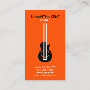 Tarjeta De Visita Músico elegante negro de la guitarra del bajista