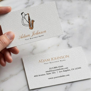 Tarjeta De Visita Músico Elegante Saxofón de Jazz 