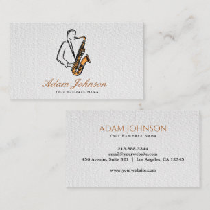 Tarjeta De Visita Músico Elegante Saxofonista de Jazz 