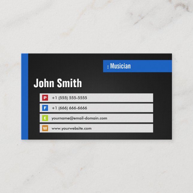 Tarjeta De Visita Músico - Estilo del código QR del tema (Anverso)