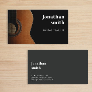 Tarjeta De Visita Músico minimalista de guitarra de estilo gris