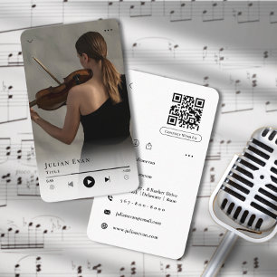 Tarjeta De Visita Músico modernista y minimalista blanco