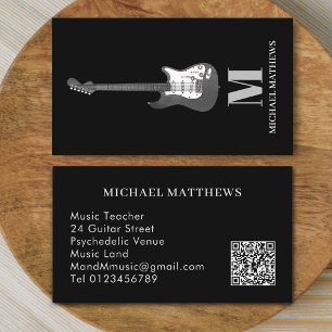 Tarjeta De Visita Músico profesional de guitarra Personalizado QR Có