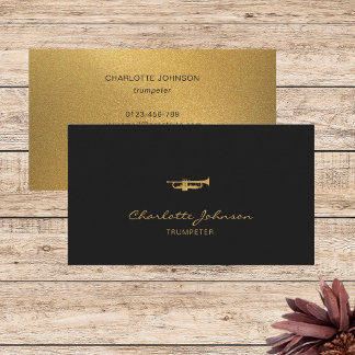 Tarjeta De Visita Músico profesional de Trumpeter Gold Elegant