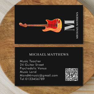 Tarjeta De Visita Músico Profesional Profesor de Música de Guitarra 