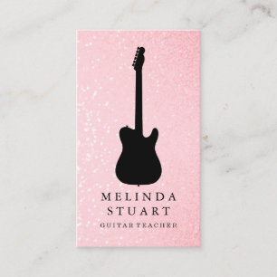 Tarjeta De Visita Músico Profesor de Guitarra Chic Minimalista Moder