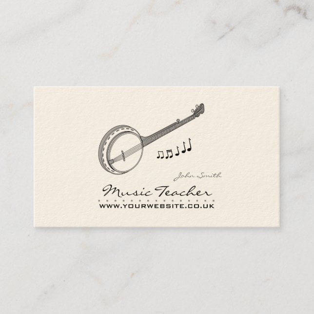 Tarjeta De Visita Músico/Profesor de Música (Banjo) (Anverso)
