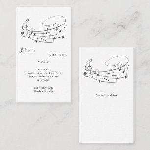 Tarjeta De Visita Músico Profesor de Música Notas Pentagrama Clave