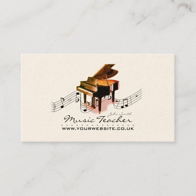 Tarjeta De Visita Músico/profesor de música (Piano 1) (Anverso)