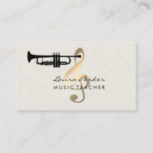 Tarjeta De Visita Músico Profesor de Música Trompeta instrumento Oro