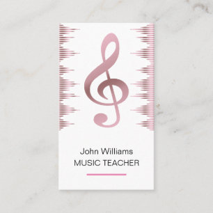 Tarjeta De Visita Músico Rosa de música elegante de oro 