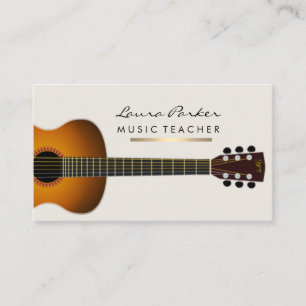 Tarjeta De Visita Músico Teacher guitarra instrumento Gold