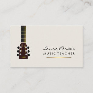 Tarjeta De Visita Músico Teacher guitarra instrumento Gold
