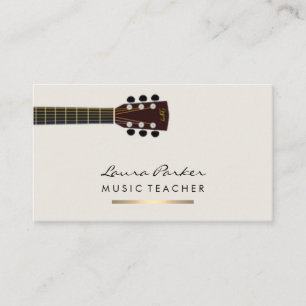 Tarjeta De Visita Músico Teacher guitarra instrumento Gold