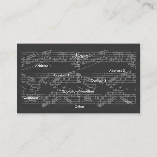 Tarjeta De Visita Músico Vintage Grey Notes Brit Guitar IV