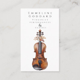 Tarjeta De Visita Músico violinista Floral Violin