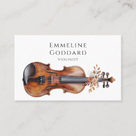 Tarjeta De Visita Músico violinista Floral Violin
