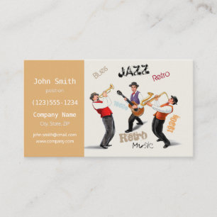 Tarjeta De Visita Músicos de jazz retro música azul Fiesta Vintage