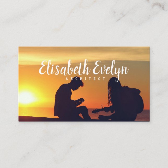 Tarjeta De Visita músicos guitarras música (Anverso)