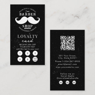 Tarjeta De Visita Mustache Barber Shop Hairstylist Loyalty Card