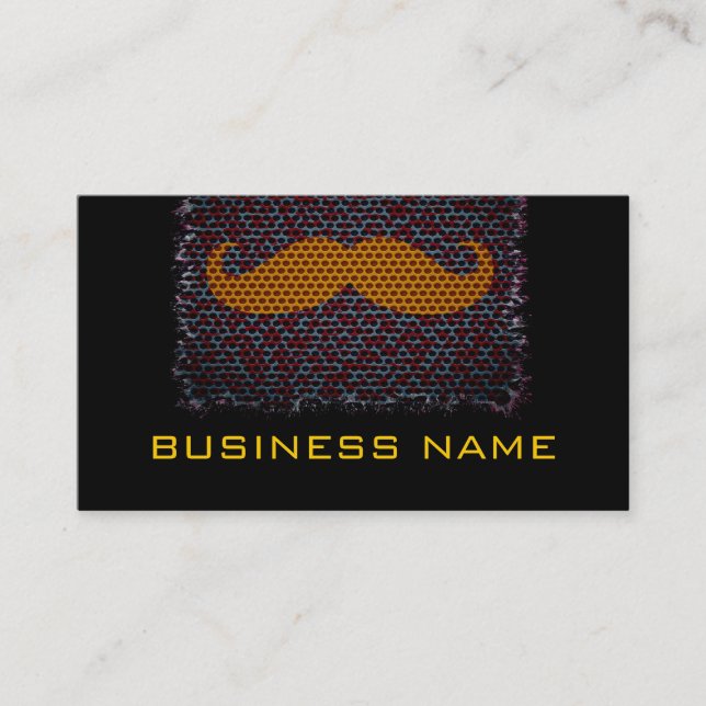Tarjeta De Visita Mustache gracioso y negro plateado (Anverso)