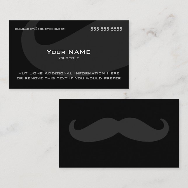 Tarjeta De Visita Mustache moderno oscuro (Anverso / Reverso)