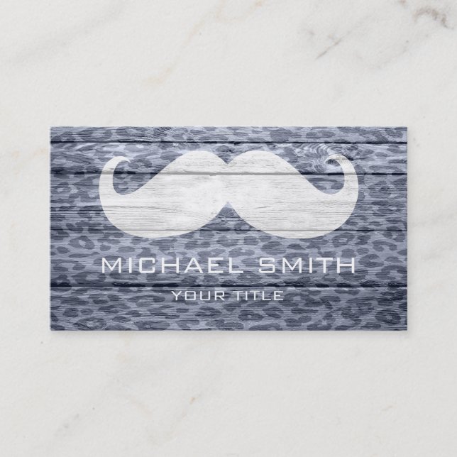 Tarjeta De Visita Mustache sobre Leopard Textura #3 (Anverso)