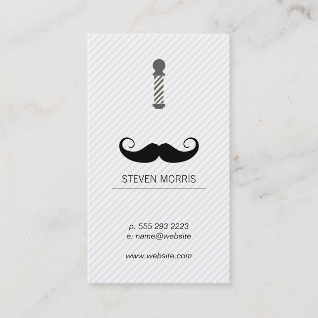 Tarjeta De Visita Mustache y Barber Blade y Barber Polo (Anverso)