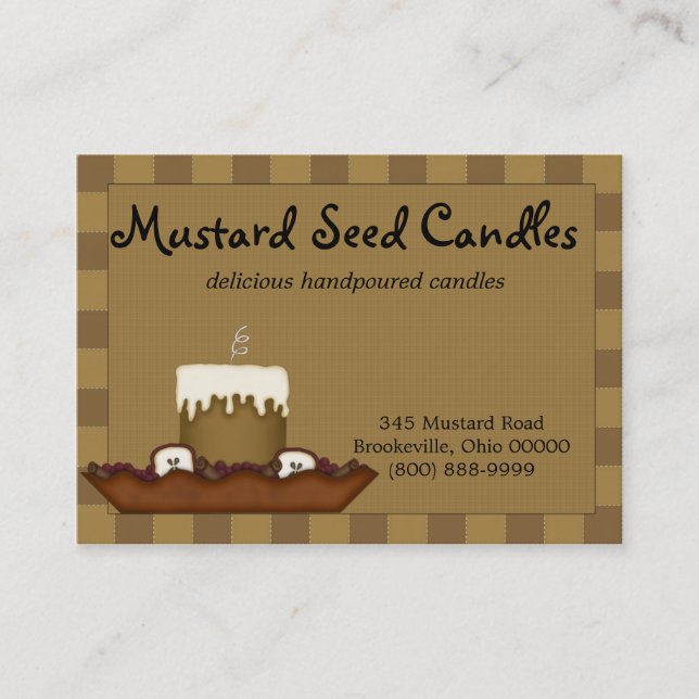 Tarjeta De Visita Mustard Primitive Country Candle Business Card (Anverso)