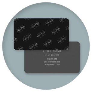 Tarjeta De Visita Muy oscuro gris y negro Patrón de nombre de monogr