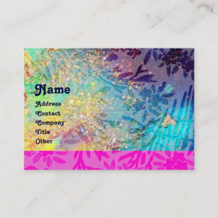 Tarjeta De Visita MYRTLE MONOGRAM, azul turquesa fucsia rosa