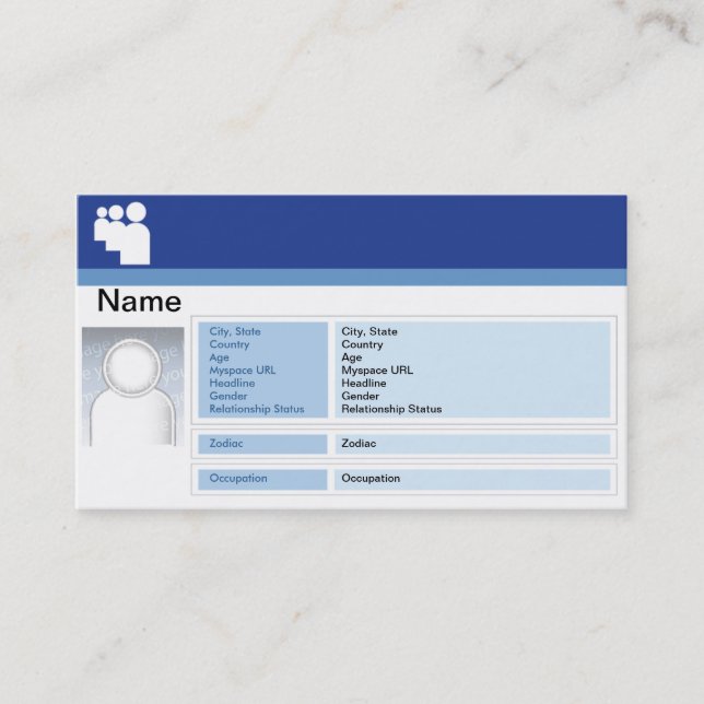 Tarjeta De Visita Myspace Dark - Negocios (Anverso)