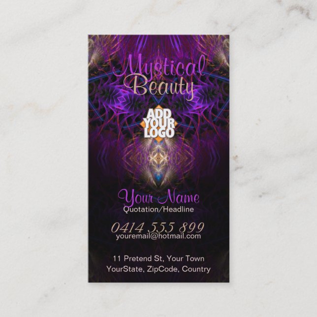 Tarjeta de visita Mystal Fractal Art Purple Gold (Anverso)