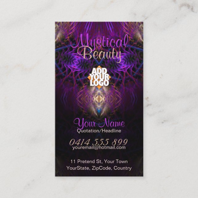 Tarjeta de visita Mystal Fractal Art Purple Gold (Anverso)