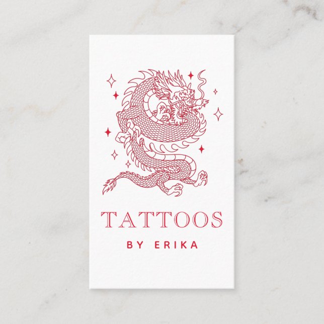 Tarjeta De Visita Mystic Dragon Red Creature Tattoo Artista Moderno (Anverso)