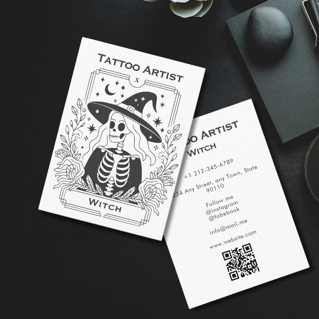 Tarjeta De Visita Mystic Gothic Tarot Skeleton Celestial (Mystic Gothic Tarot Skeleton Celestial Business Card)