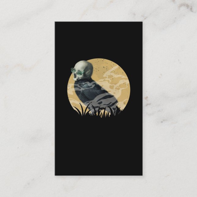 Tarjeta De Visita Mystic Raven Skull Crow Moon Gothic Bird (Anverso)
